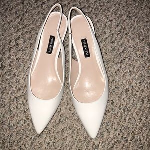 WHITE LEATHER SLING BACKS. Nine West. Wedding or bachelorette